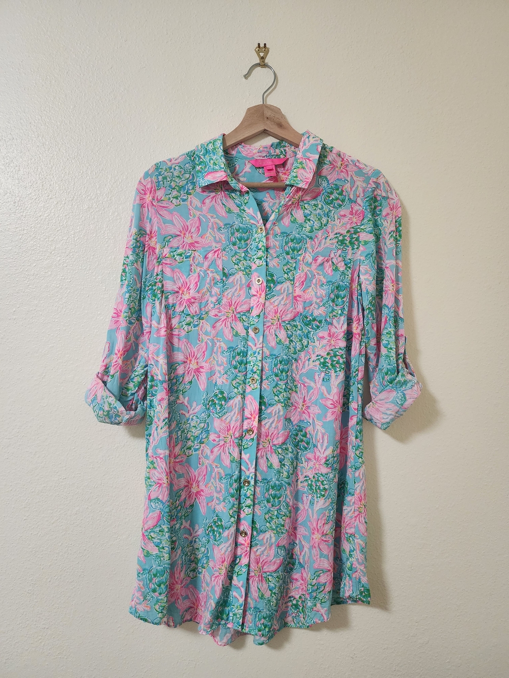 Lilly Pulitzer Pink, Aqua & Green Floral Swim Cover